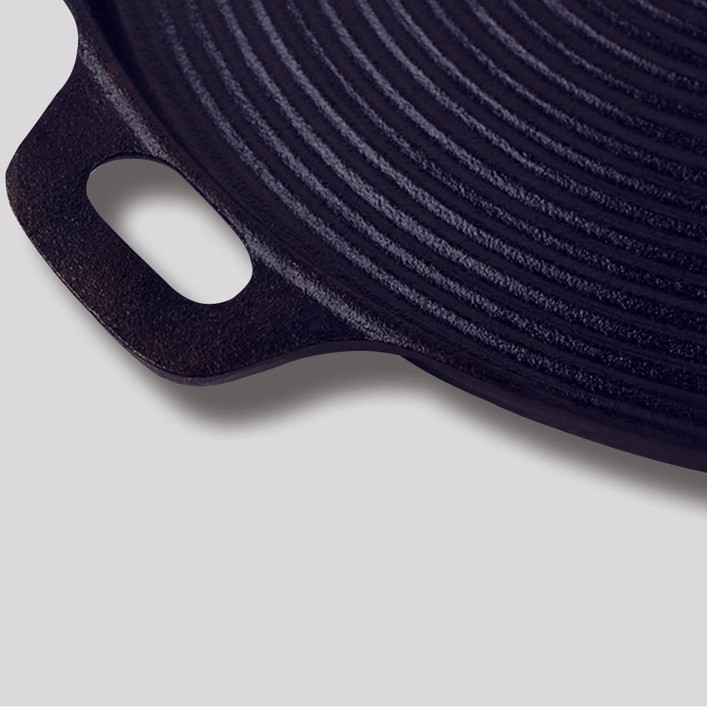 35cm Round Ribbed Frying Pan with Handle