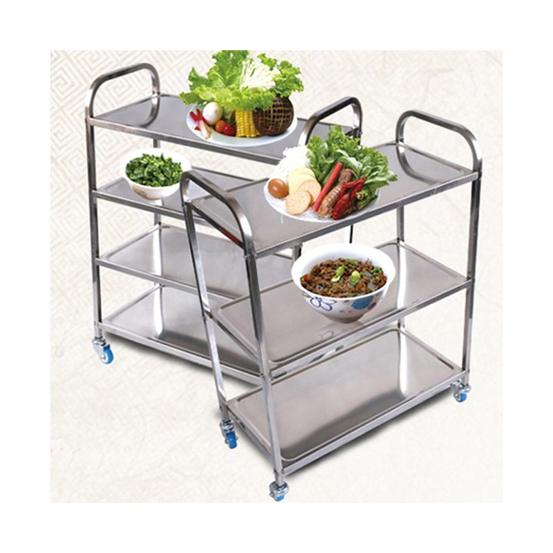 SOGA 2X 4 Tier Stainless Steel Kitchen Dinning Food Cart Trolley Utility Size Square Small