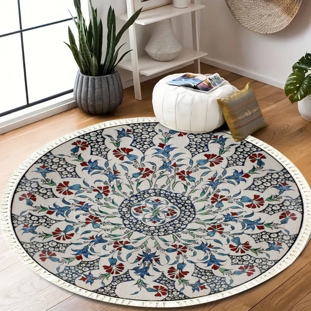 SOGA 120cm Mandala Area Rug for Living Room Lounge Bedroom Anti-slip Doormat Home Decor