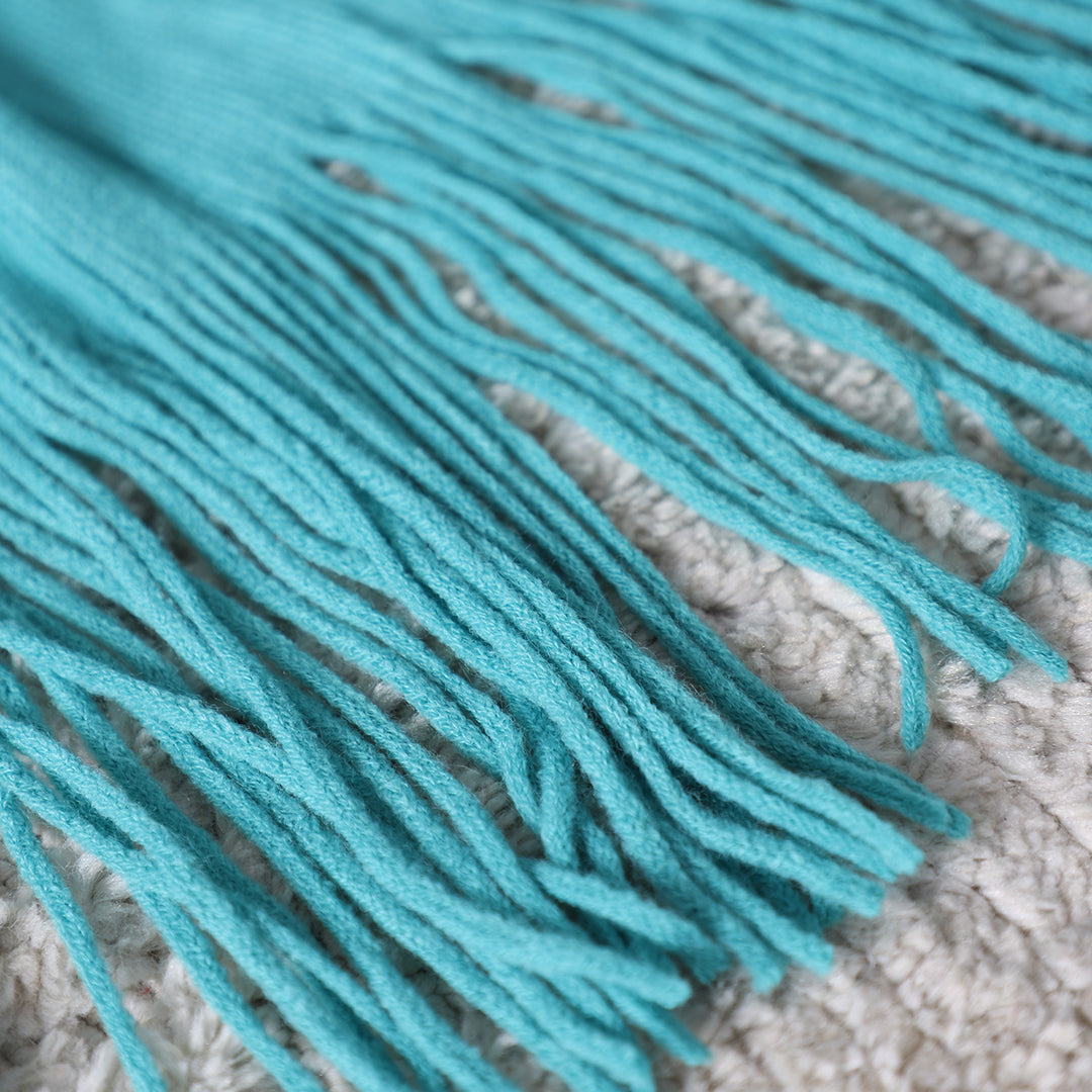 Fringed Knitted Throw Blanket