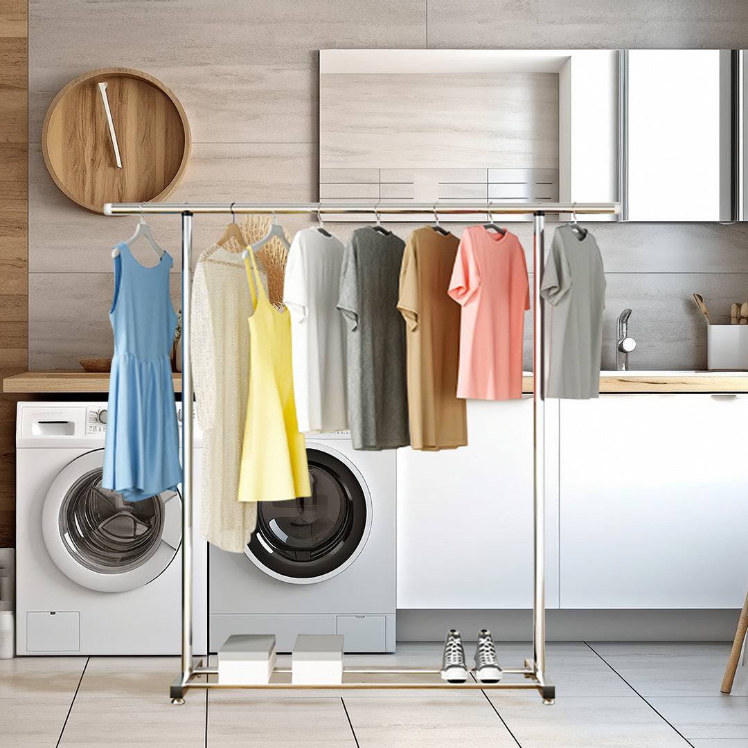 SOGA 200cm Stainless Steel Floor-Standing Clothes Rack - Durable and Space-Saving Laundry Organizer