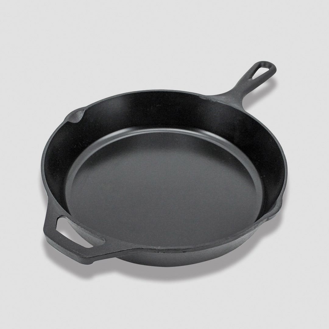 SOGA 2X 30cm Round Cast Iron Frying Pan Skillet Steak Sizzle Platter with Helper Handle