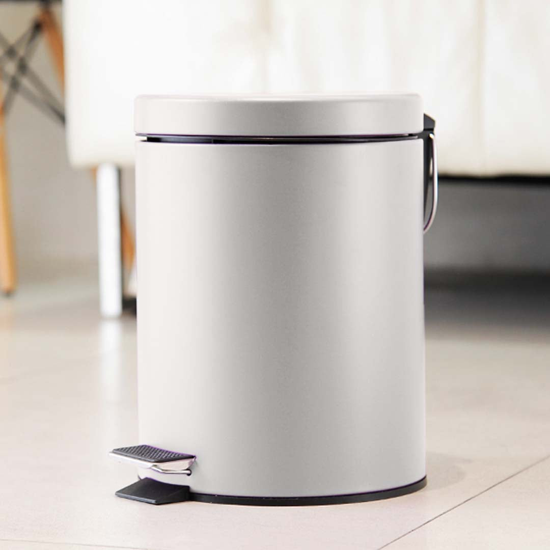 SOGA 12L Modern Foot Pedal Trash Bin Waste Kitchen Bathroom Stainless Steel R White