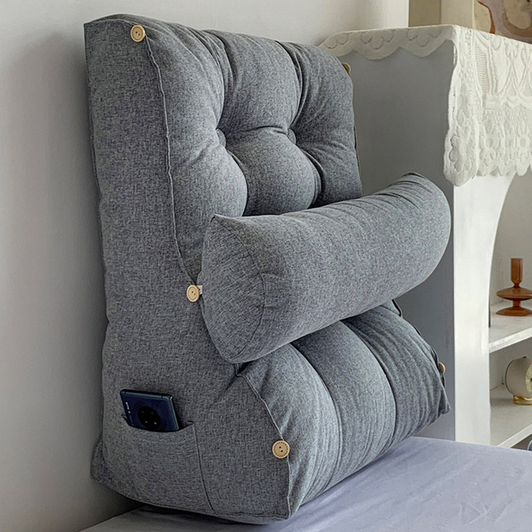 SOGA 4X 45cm Silver Triangular Wedge Lumbar Pillow Headboard Backrest Sofa Bed Cushion Home Decor