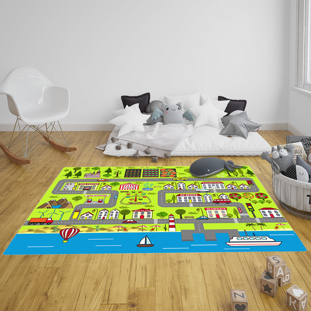 SOGA 120cm Kids Rug Street Map Play Mat Educational Baby Theme Park Area Rugs