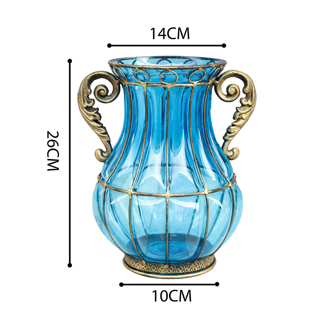 Blue Glass Flower Vase