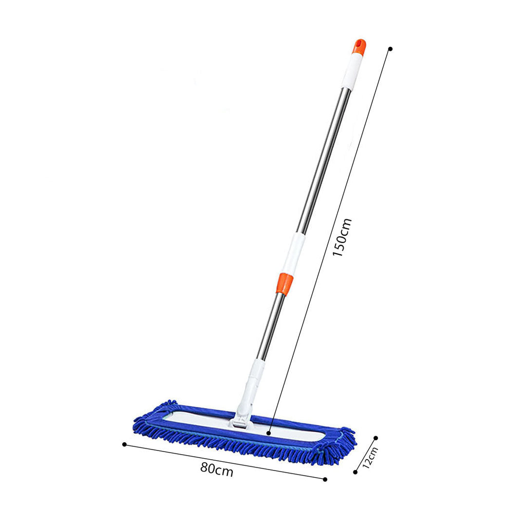 Blue Microfiber Flat Mop (2 pcs Cloth Cover)