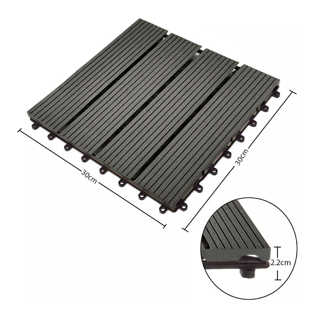 SOGA 11 pcs Grey DIY Wooden Composite Decking Tiles Garden Outdoor Backyard Flooring Home Decor