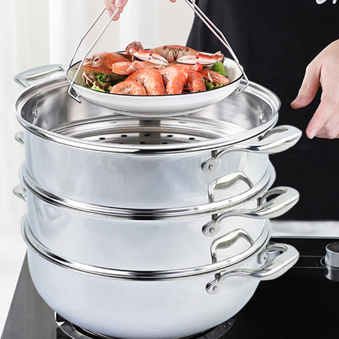 Stackable Food Steamer with Glass Lid