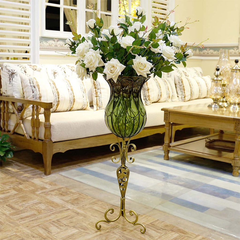 Glass Floor Vase With Stand