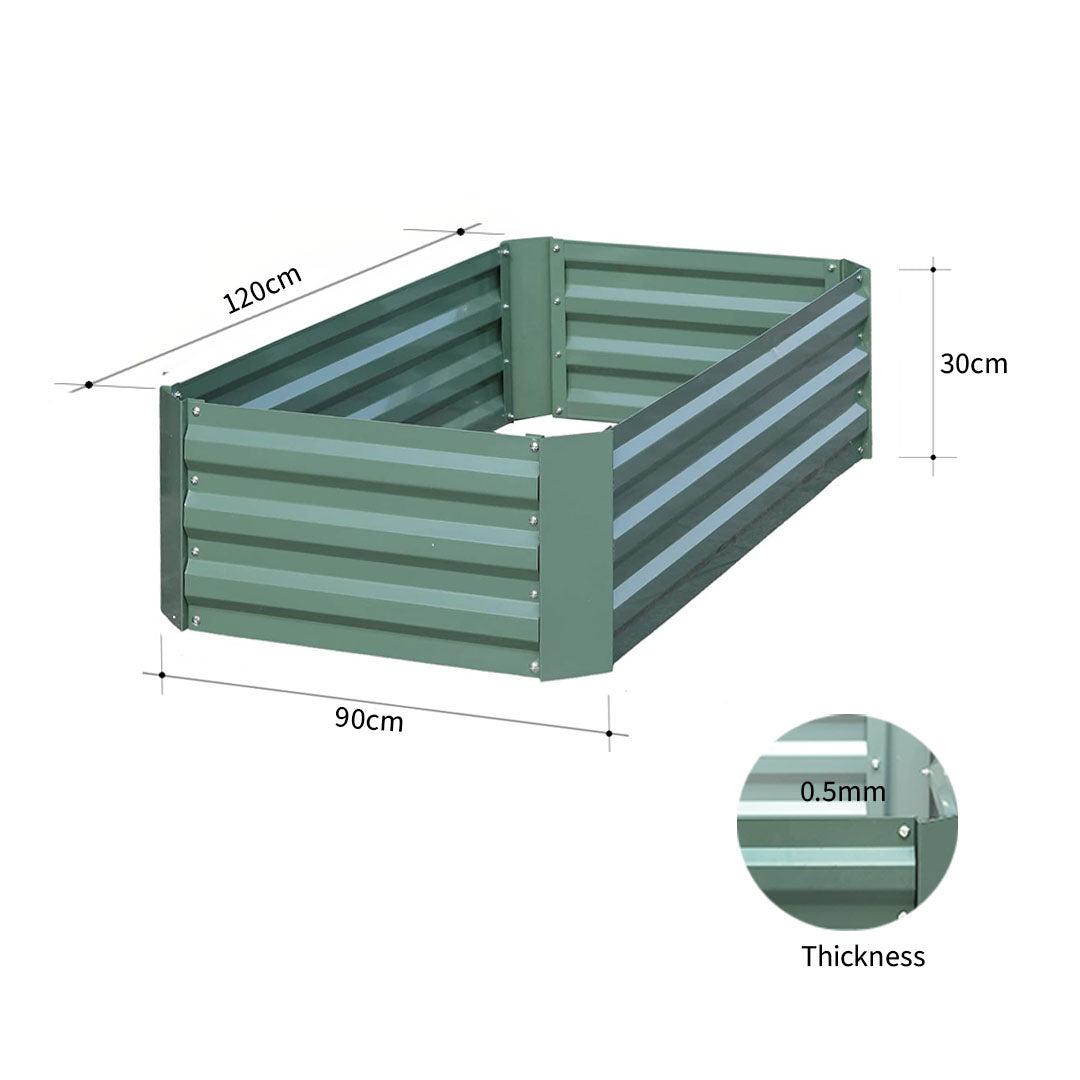 SOGA 120x90cm Rectangle Galvanised Raised Garden Bed Vegetable Herb Flower Outdoor Planter Box