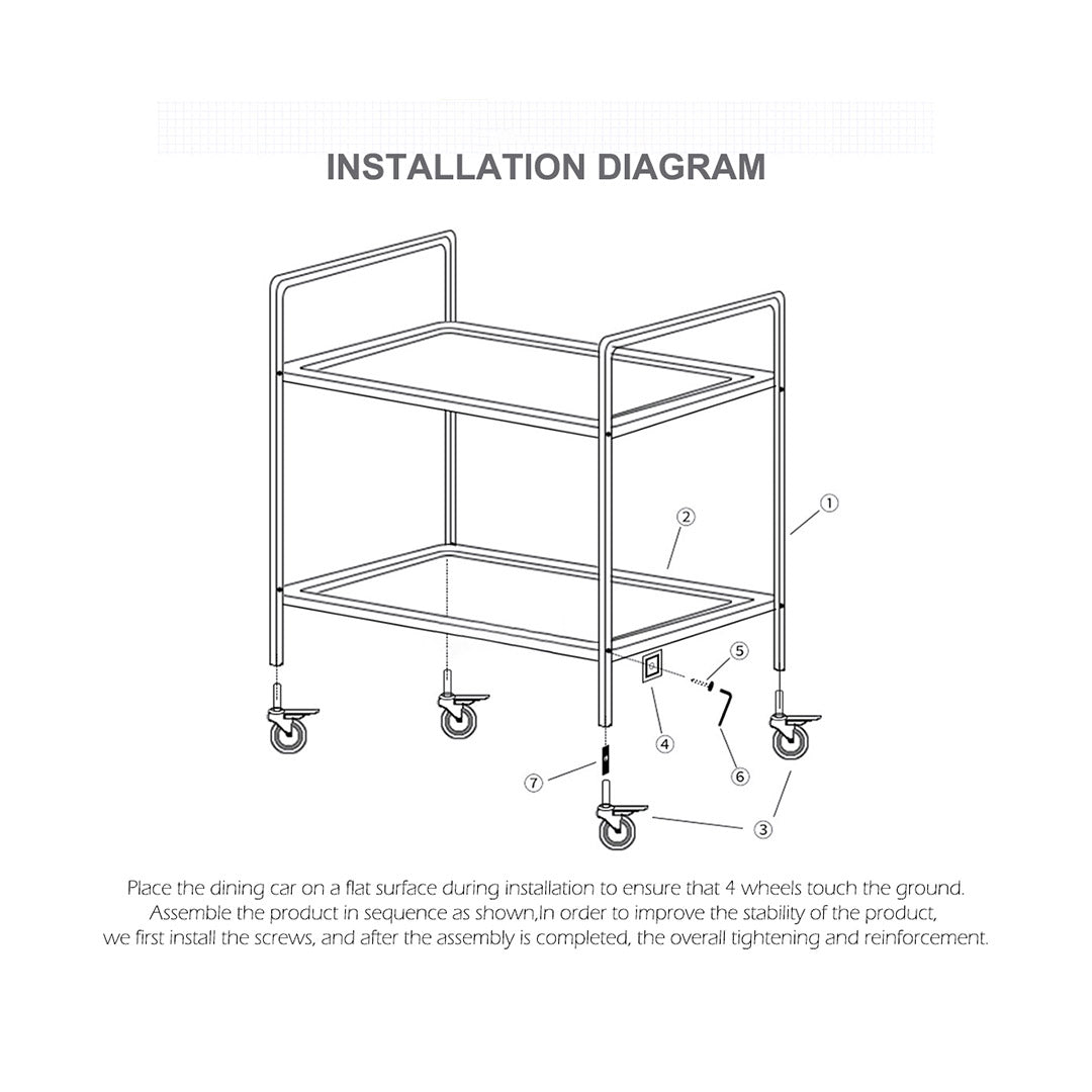 SOGA 2X 4 Tier Stainless Steel Kitchen Dinning Food Cart Trolley Utility Size Square Large