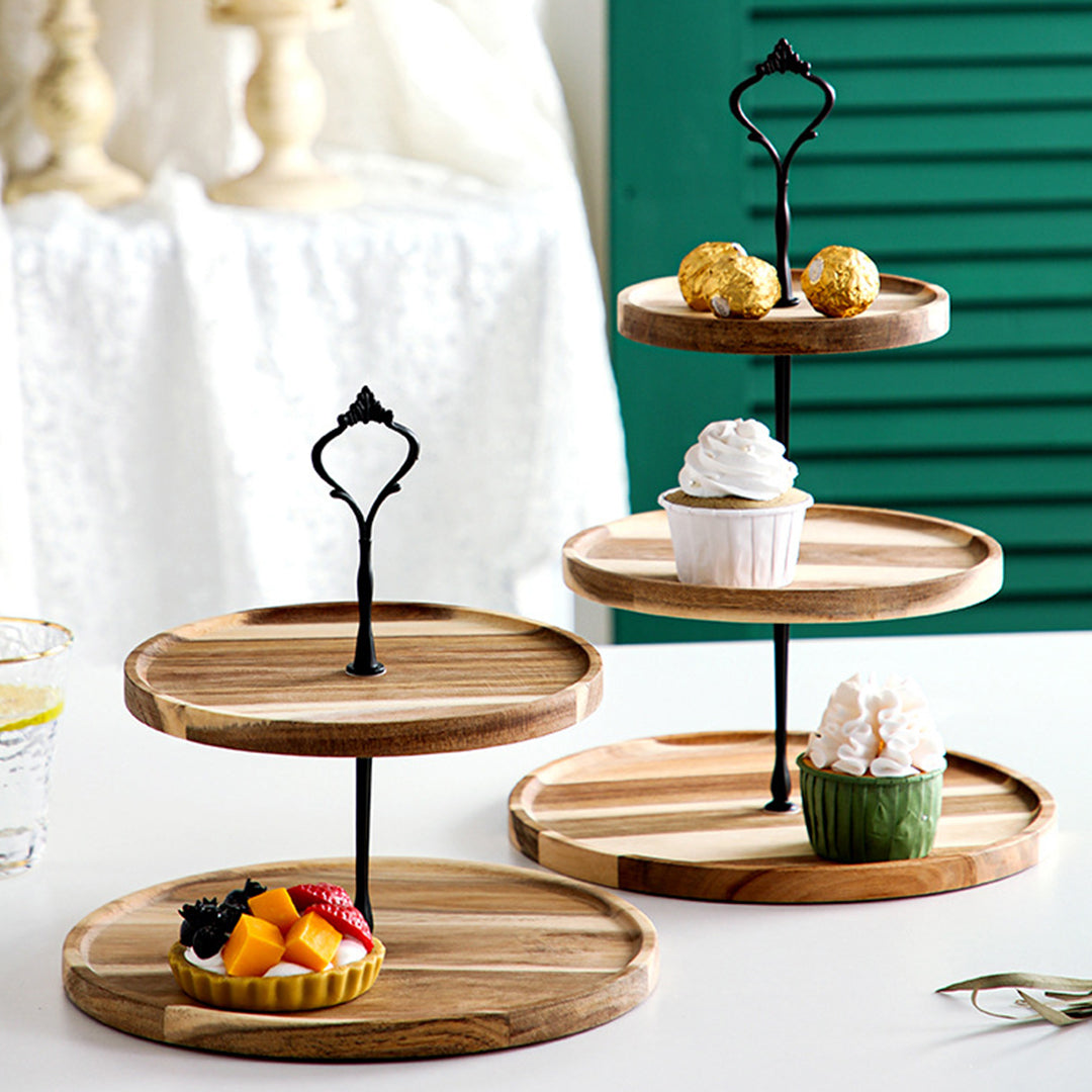 Round Wooden Dessert Tray