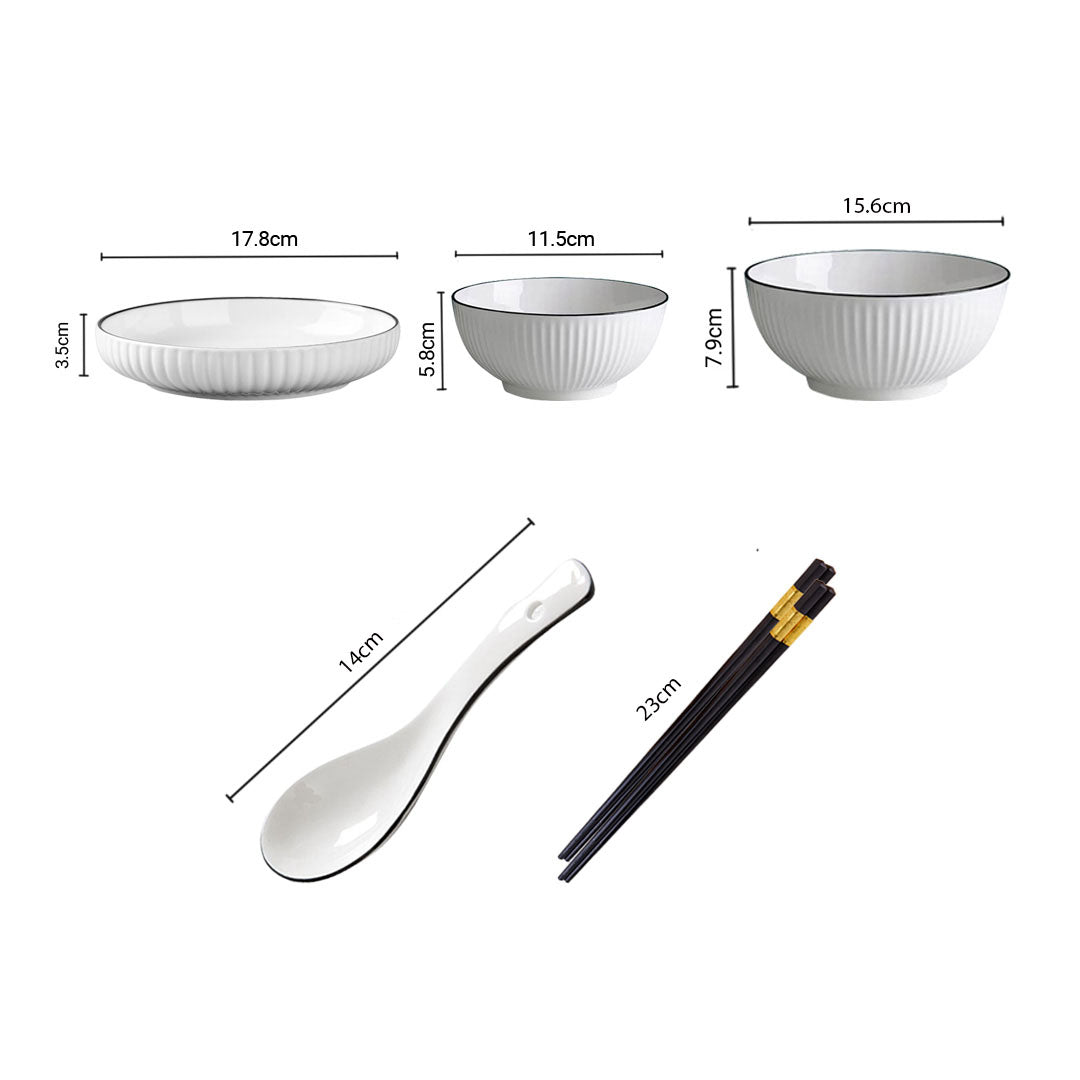 White Ceramic Dinnerware Bowl Set