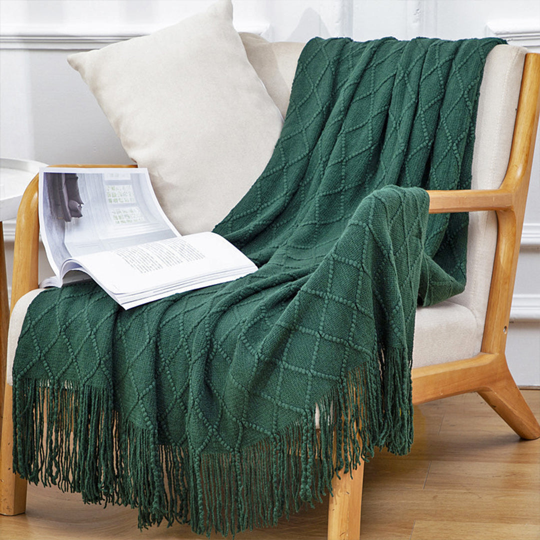 Diamond Knitted Pattern Throw Blanket