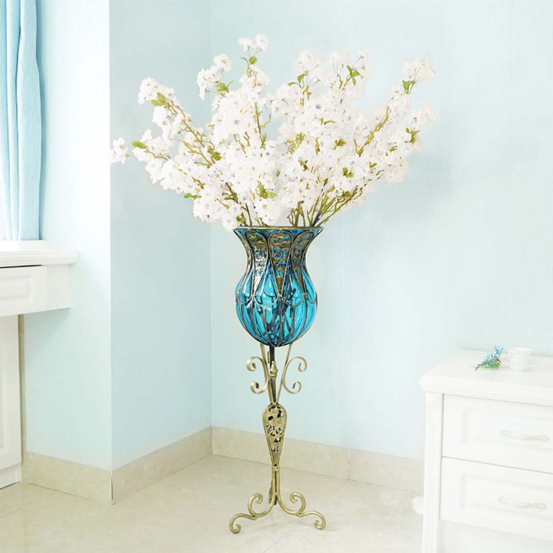 Glass Floor Vase With Stand