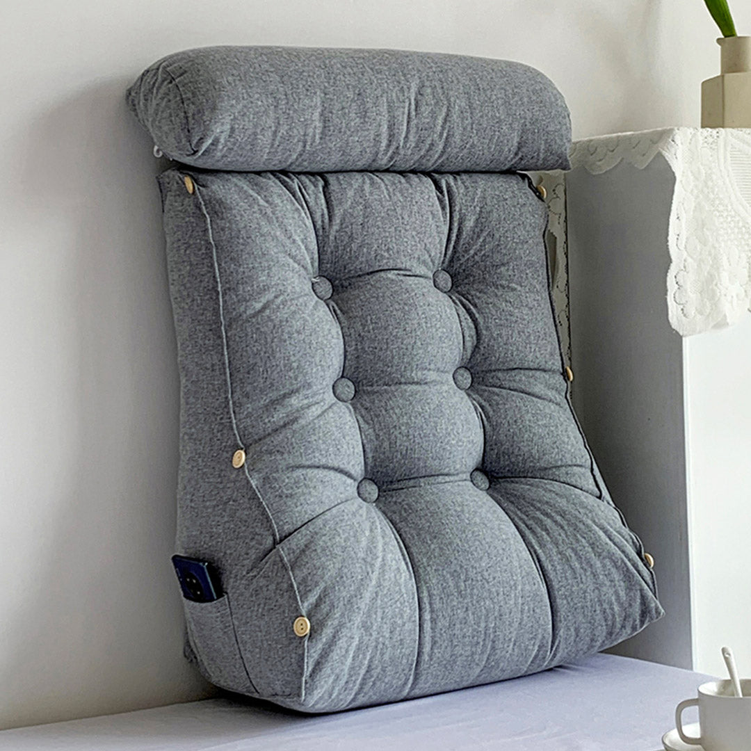 SOGA 4X 45cm Silver Triangular Wedge Lumbar Pillow Headboard Backrest Sofa Bed Cushion Home Decor