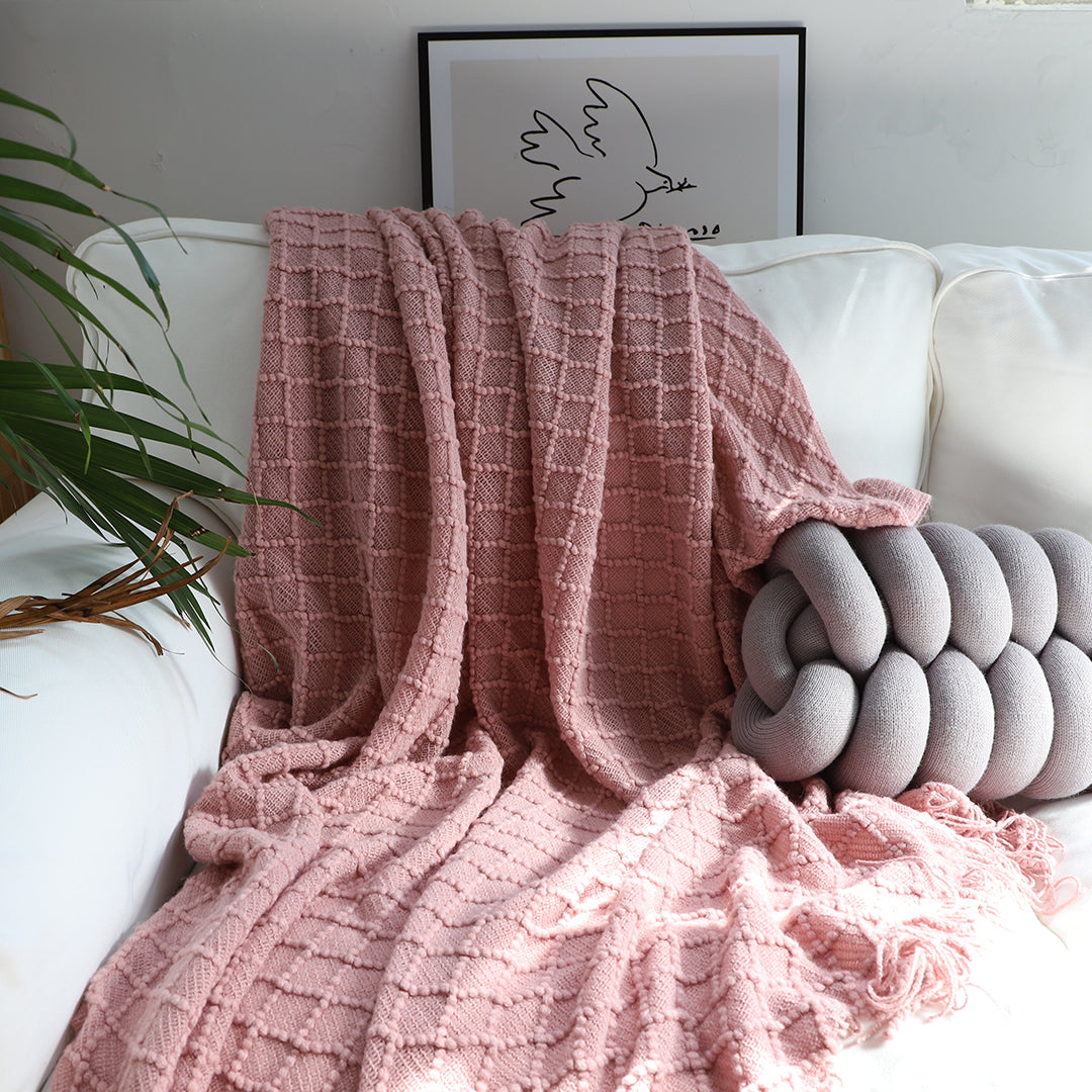 Diamond Knitted Pattern Throw Blanket