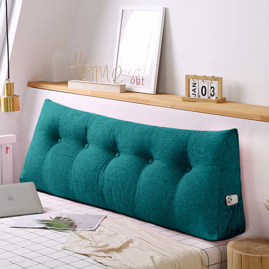 SOGA 180cm Blue Green Triangular Wedge Bed Pillow Headboard Backrest Bedside Tatami Cushion Home Decor