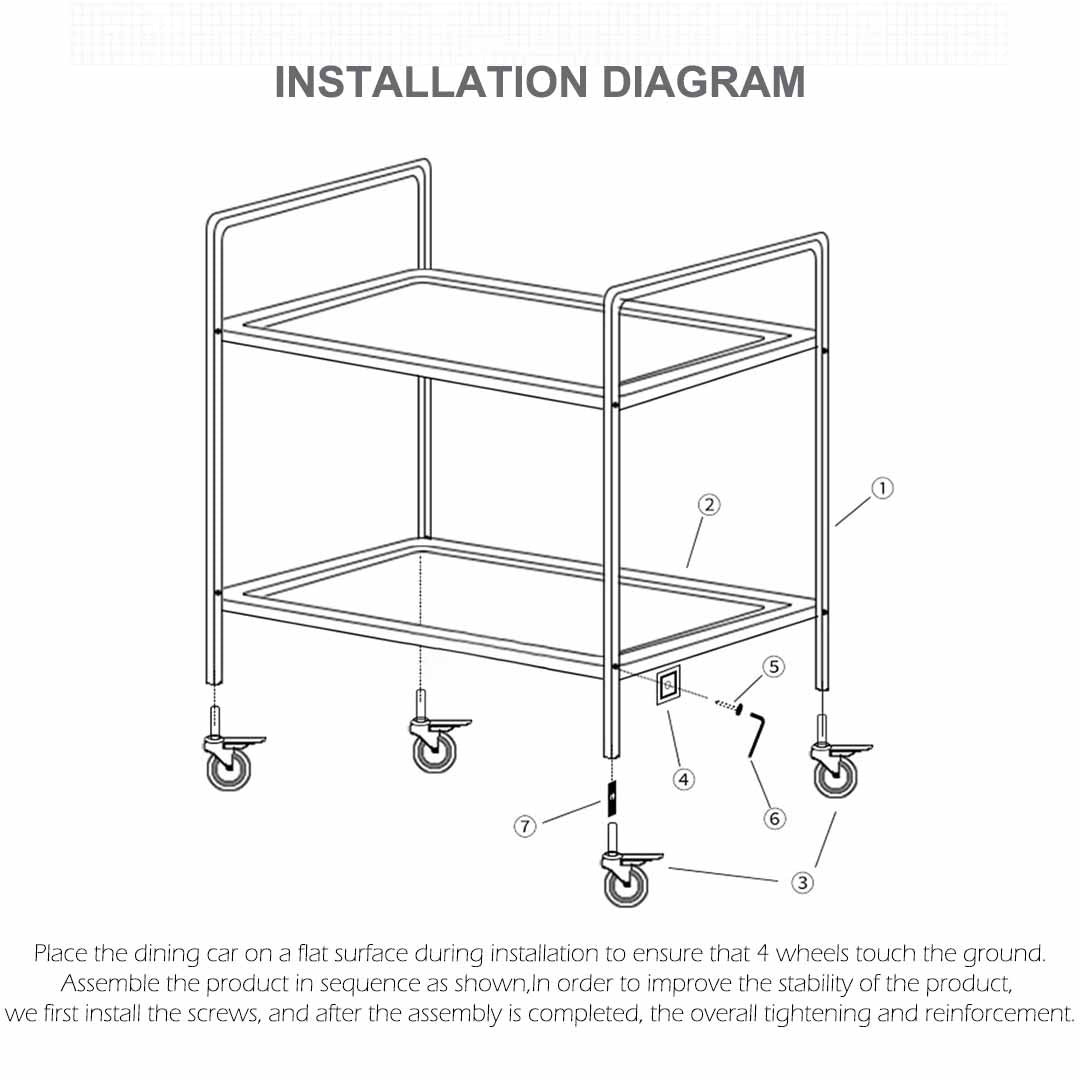 SOGA 2 Tier Stainless Steel Kitchen Dinning Food Cart Trolley Utility Size 75x40x83.5cm Small