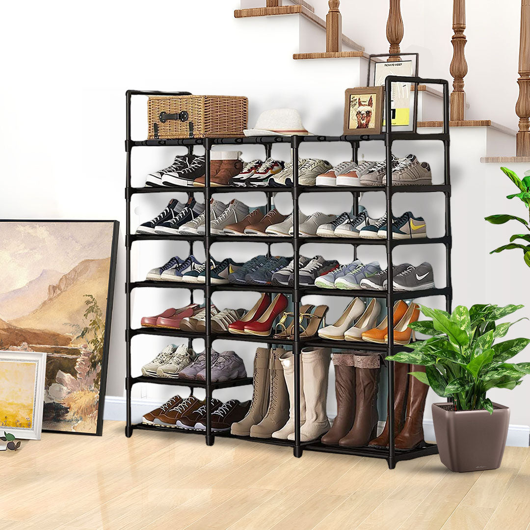 SOGA 2X 19-Shelf Tier Shoe Storage Shelf Space-Saving Caddy Rack Organiser with Handle