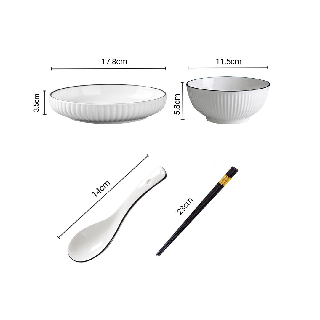 White Ceramic Dinnerware Bowl Set