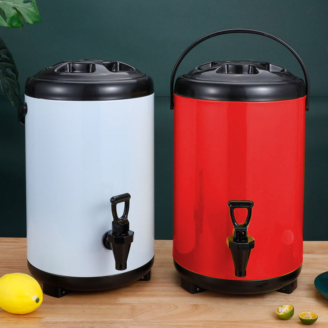 SOGA 8L Stainless Steel Insulated Milk Tea Barrel Hot and Cold Beverage Dispenser Container with Faucet Red