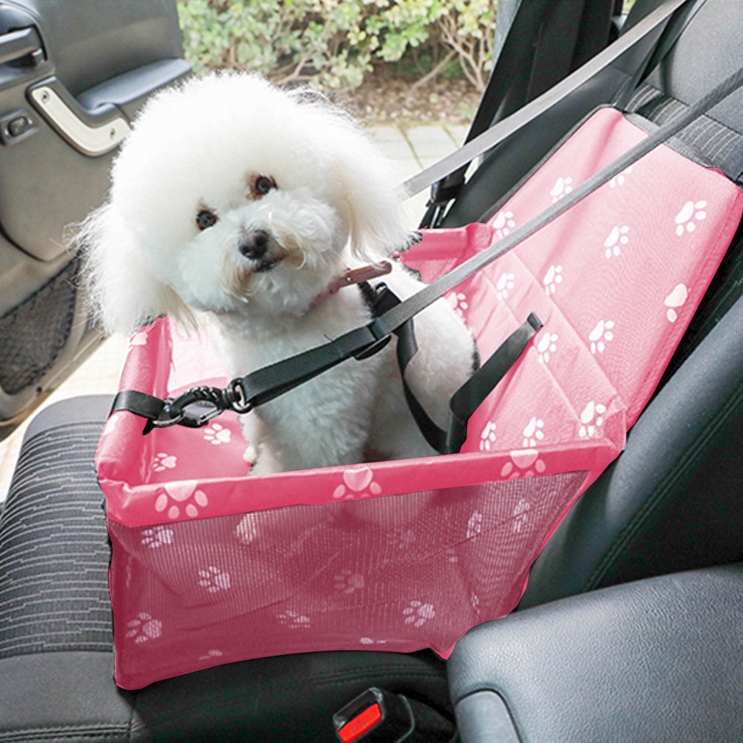 SOGA 2X Waterproof Pet Booster Car Seat Breathable Mesh Safety Travel Portable Dog Carrier Bag Pink