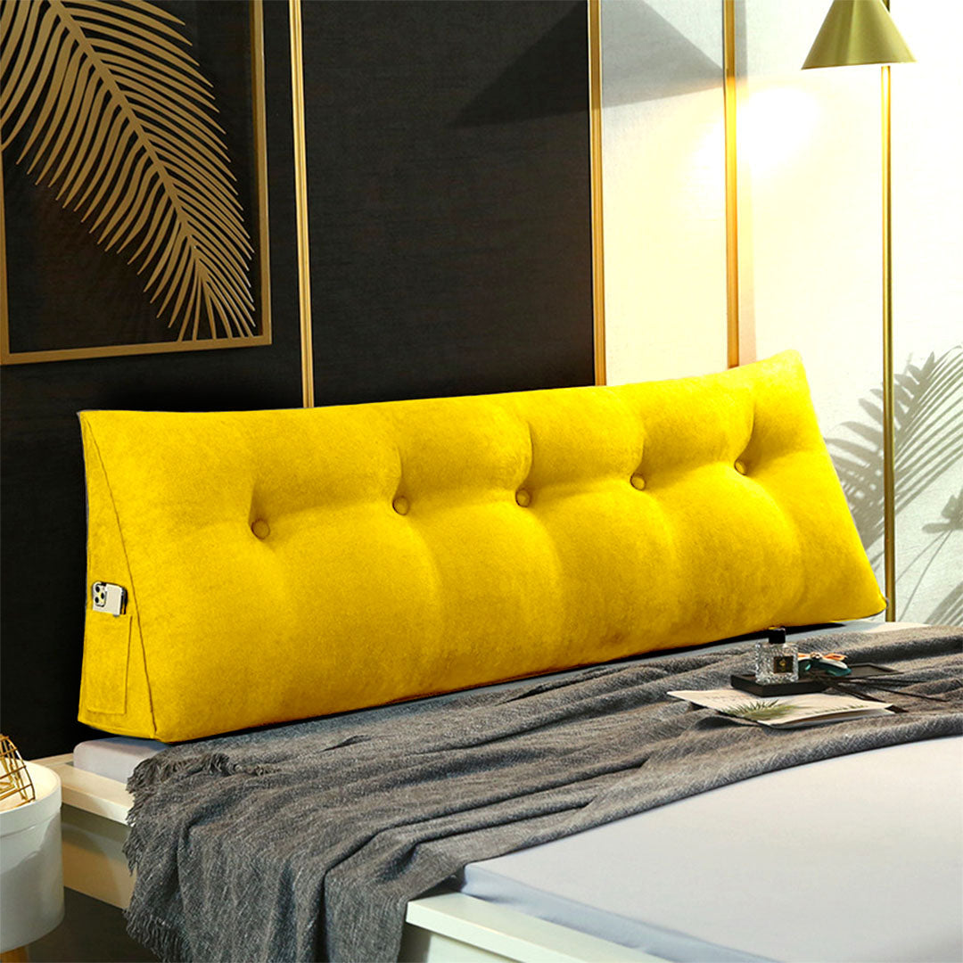 SOGA 120cm Yellow Triangular Wedge Bed Pillow Headboard Backrest Bedside Tatami Cushion Home Decor