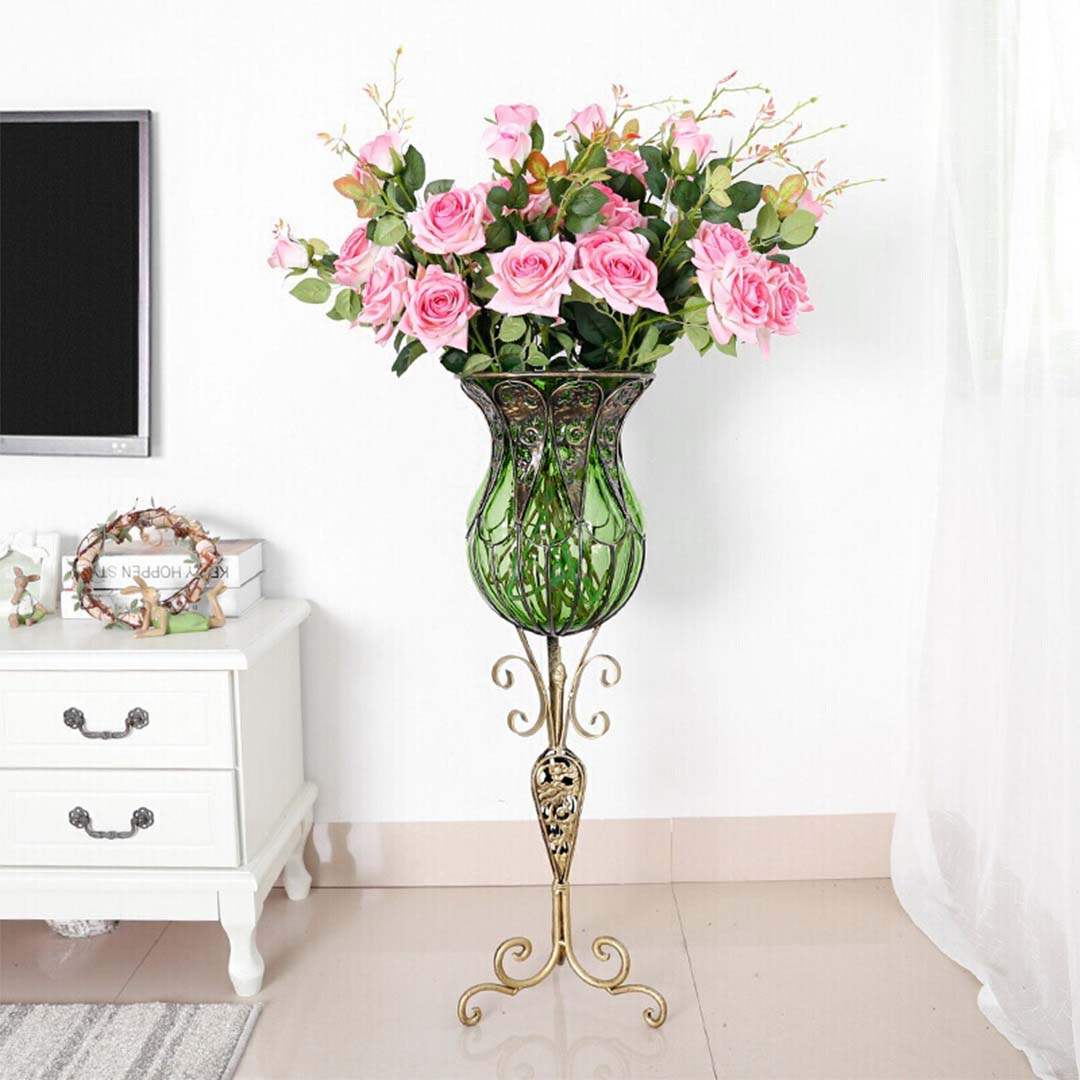 Glass Floor Vase With Stand