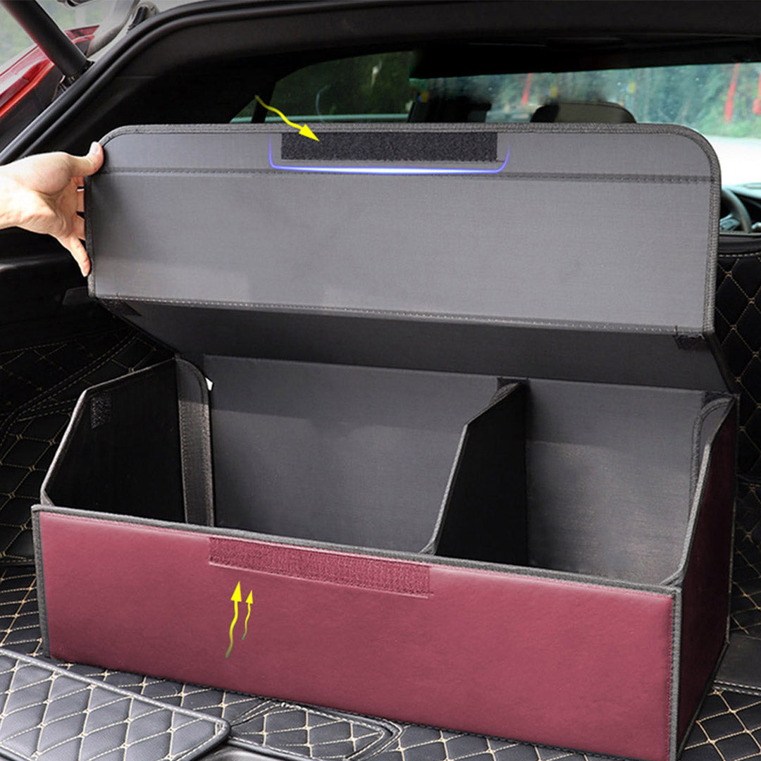 SOGA 2X Leather Car Boot Collapsible Foldable Trunk Cargo Organizer Portable Storage Box Red Large