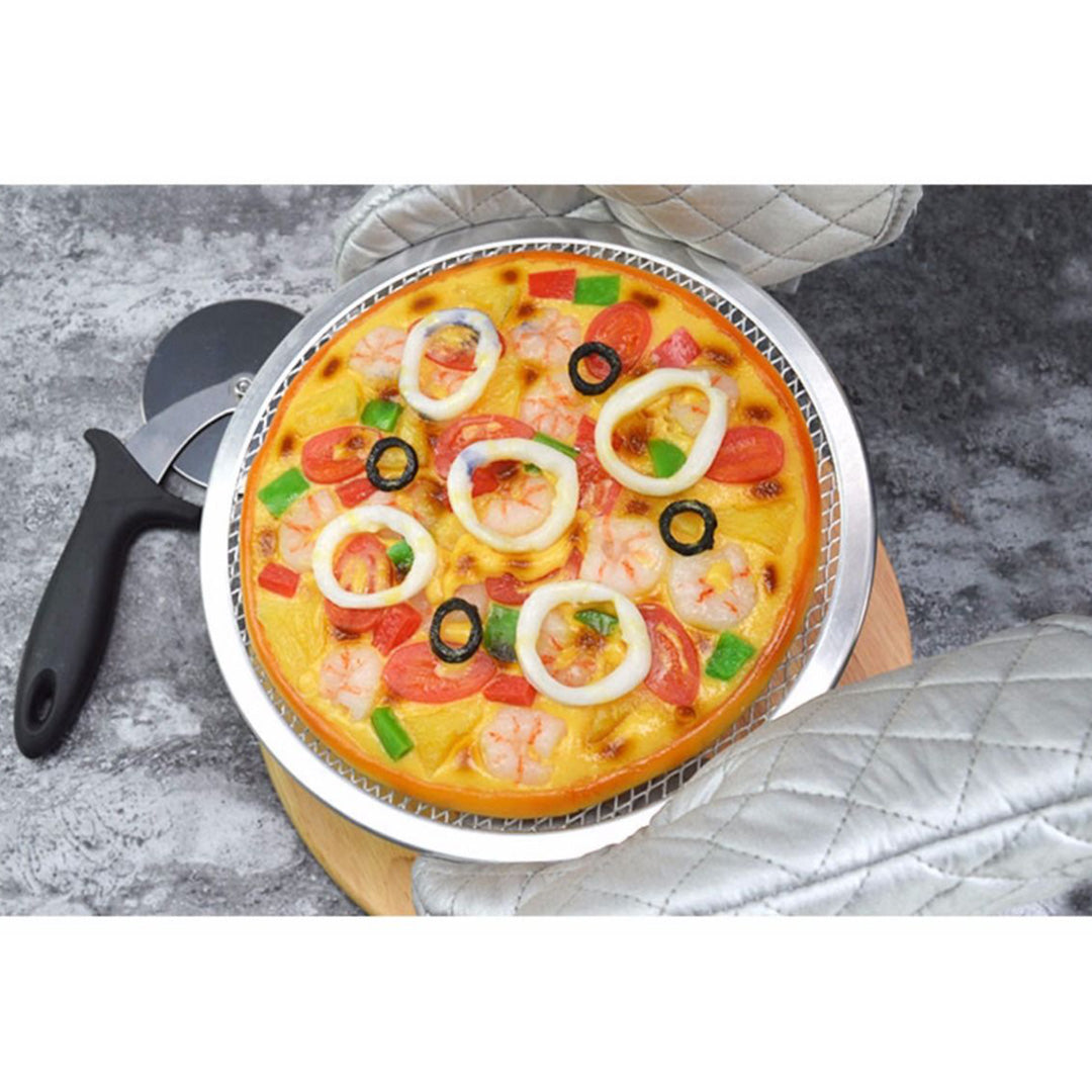 SOGA 2X 14-inch Round Seamless Aluminium Nonstick Commercial Grade Pizza Screen Baking Pan