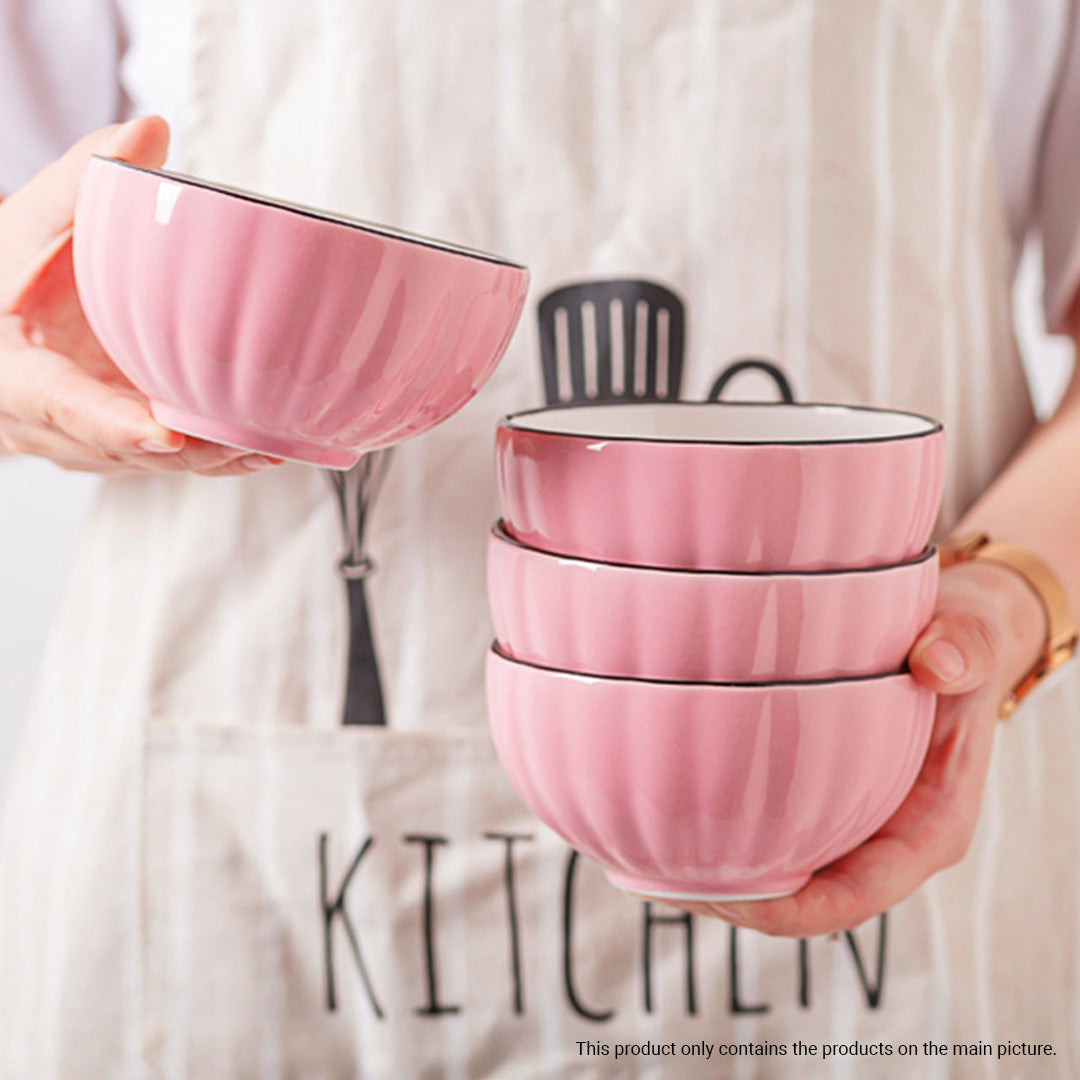 Pink Ceramic Dinnerware Bowl Set