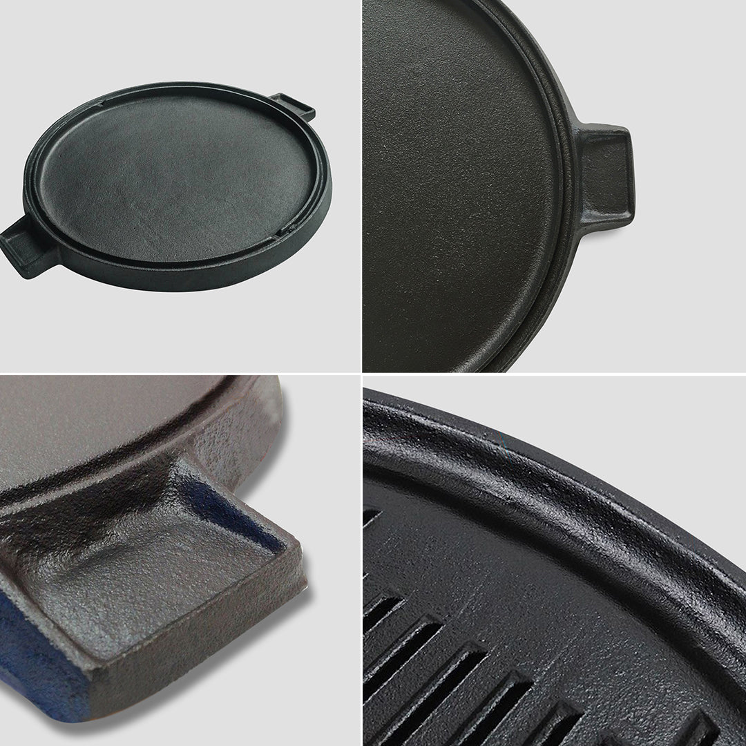 43cm Round Ribbed Frying Pan with Handle