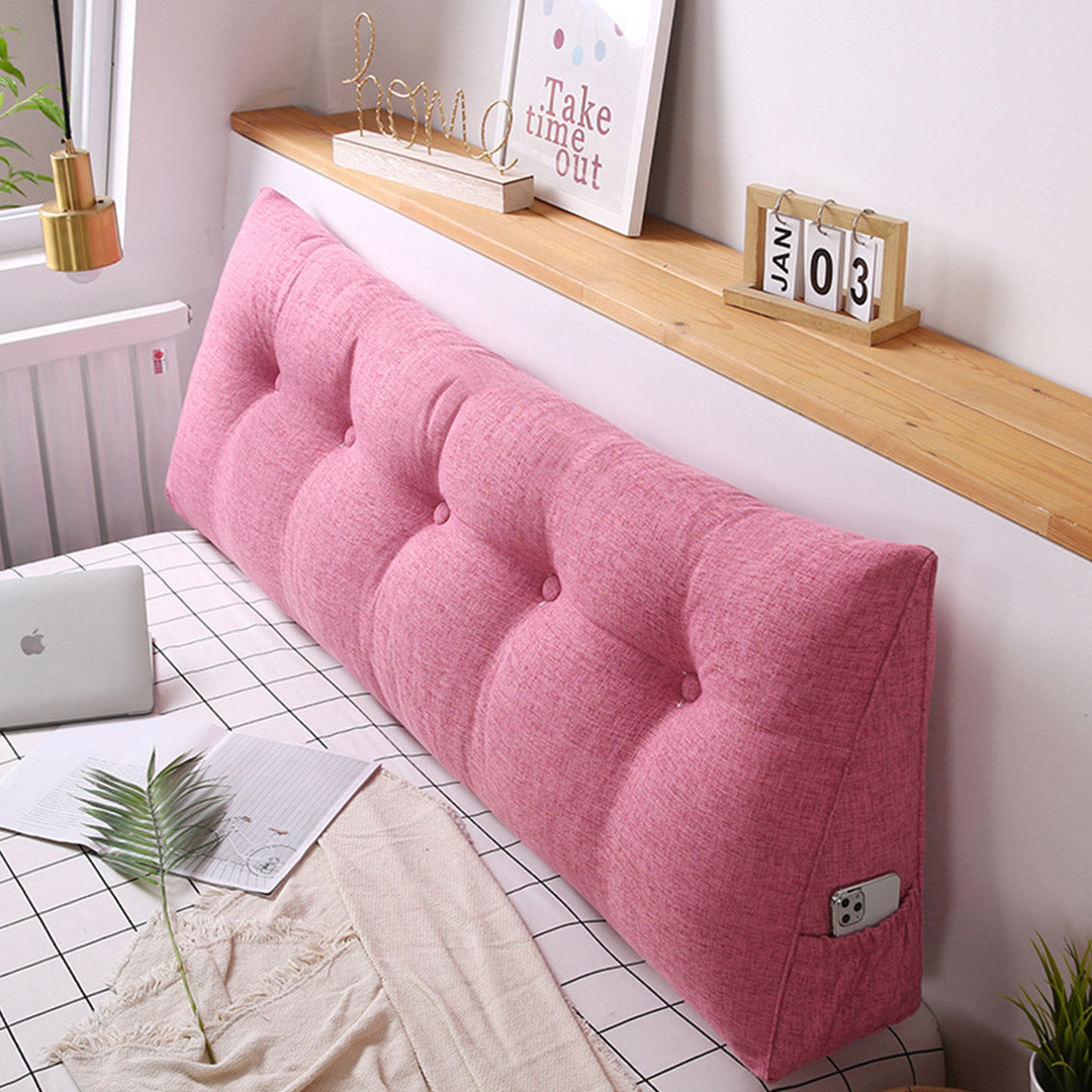 SOGA 120cm Pink Triangular Wedge Bed Pillow Headboard Backrest Bedside Tatami Cushion Home Decor