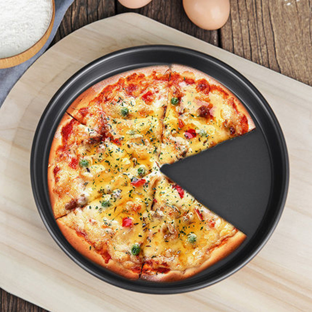 SOGA Round Black Steel Non-stick Pizza Tray Oven Baking Plate Pan Set