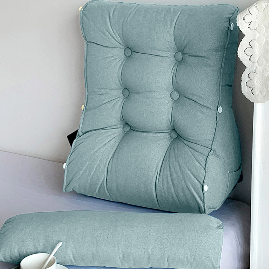 SOGA 4X 45cm Green Triangular Wedge Lumbar Pillow Headboard Backrest Sofa Bed Cushion Home Decor