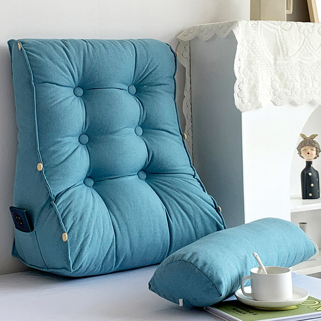 SOGA 4X 60cm Blue Triangular Wedge Lumbar Pillow Headboard Backrest Sofa Bed Cushion Home Decor