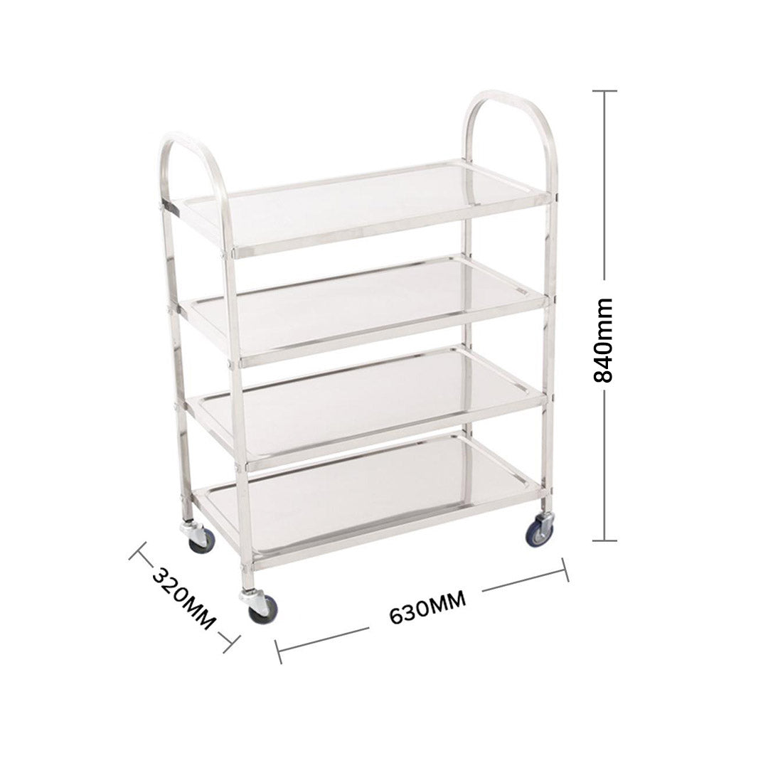 SOGA 2X 4 Tier Stainless Steel Kitchen Dinning Food Cart Trolley Utility Size Square Large