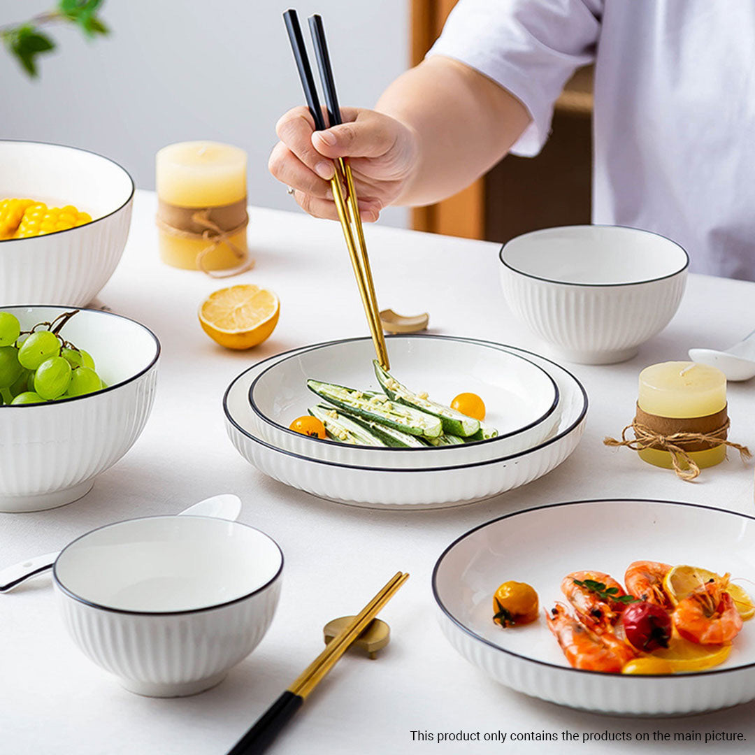 White Ceramic Dinnerware Bowl Set