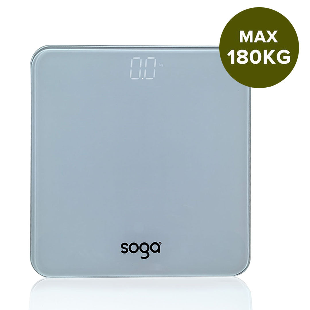 SOGA 180kg Digital Fitness Weight Bathroom Gym Body Glass LCD Electronic Scales White