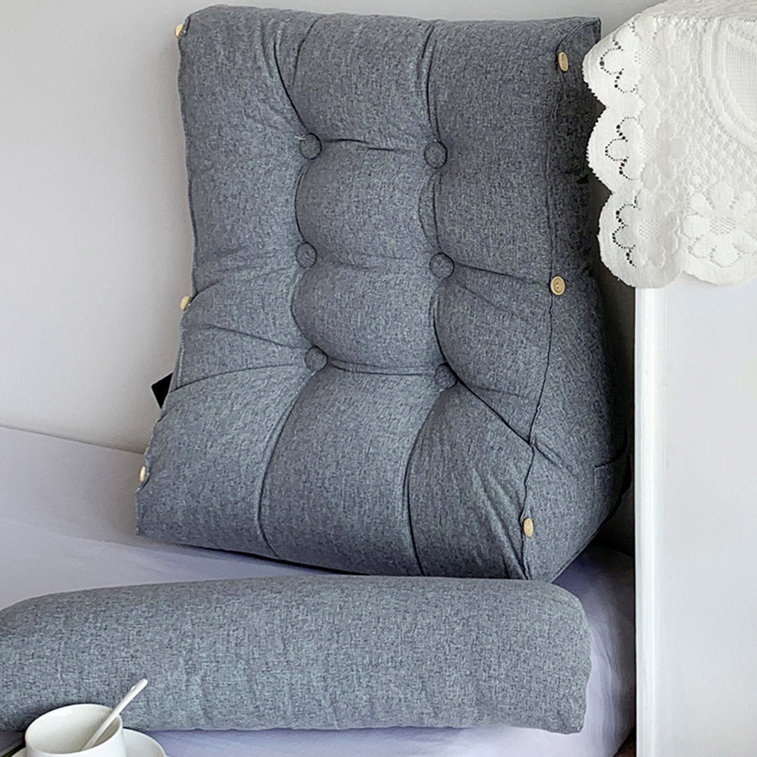 SOGA 4X 45cm Silver Triangular Wedge Lumbar Pillow Headboard Backrest Sofa Bed Cushion Home Decor