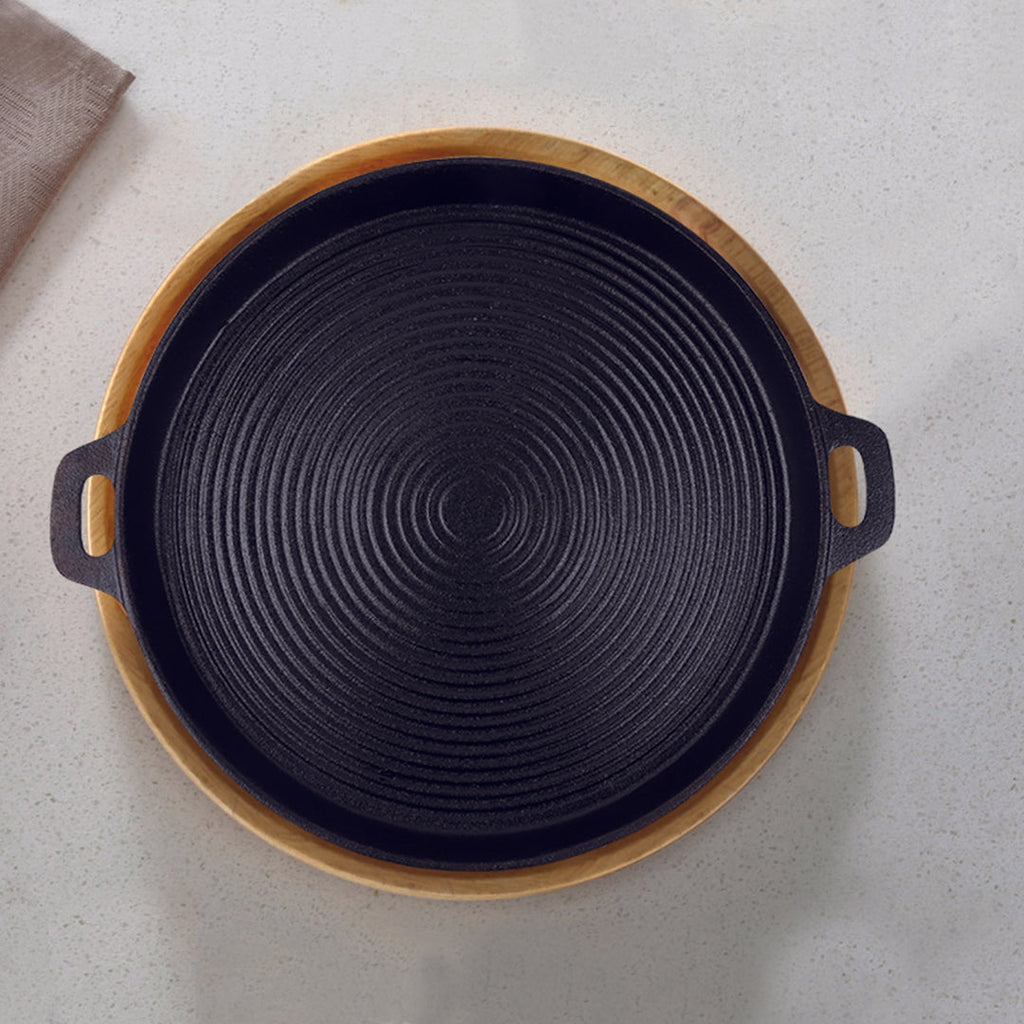 35cm Round Ribbed Frying Pan with Handle
