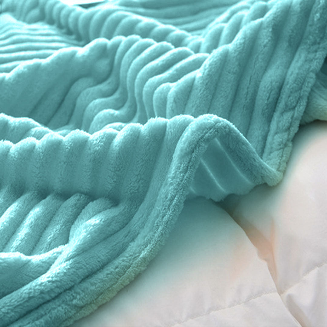 SOGA Sky Blue Throw Blanket Warm Cozy Striped Pattern Thin Flannel Coverlet Fleece Bed Sofa Comforter