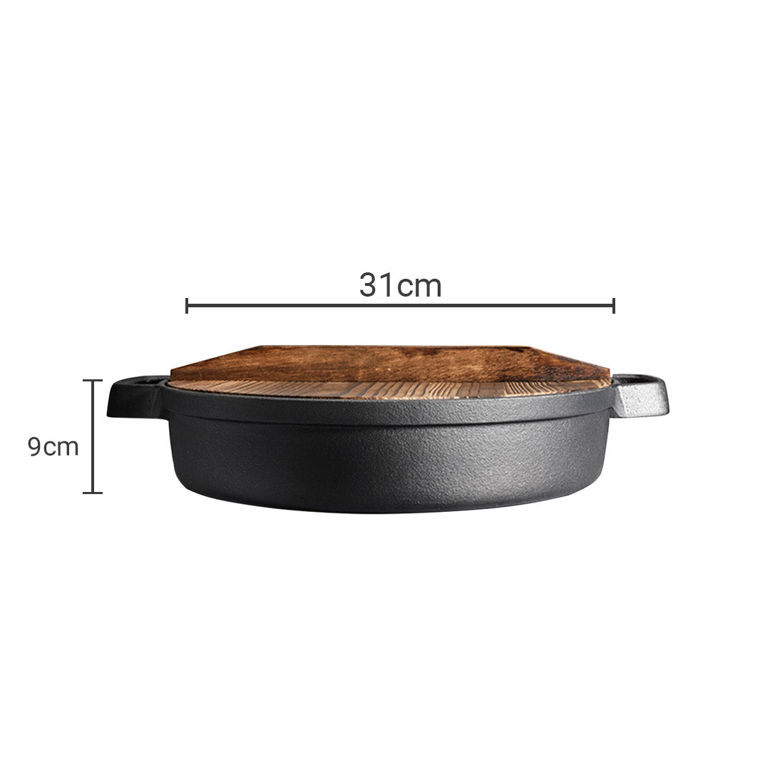 Round Pan with Wooden Lid