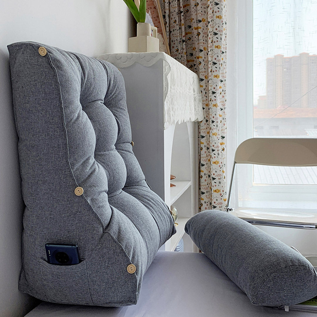 SOGA 4X 45cm Silver Triangular Wedge Lumbar Pillow Headboard Backrest Sofa Bed Cushion Home Decor