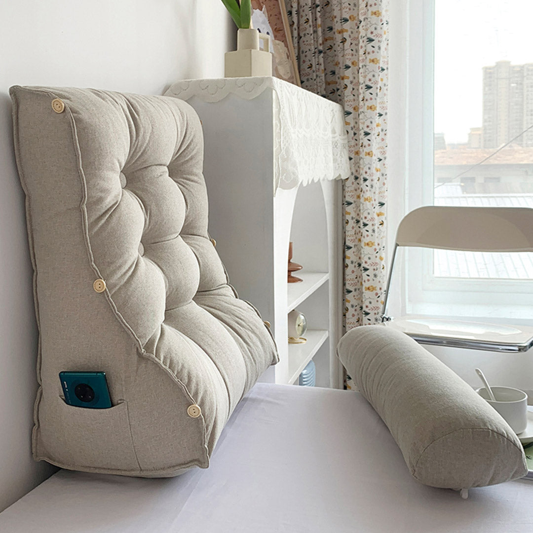 SOGA 4X 45cm White Triangular Wedge Lumbar Pillow Headboard Backrest Sofa Bed Cushion Home Decor