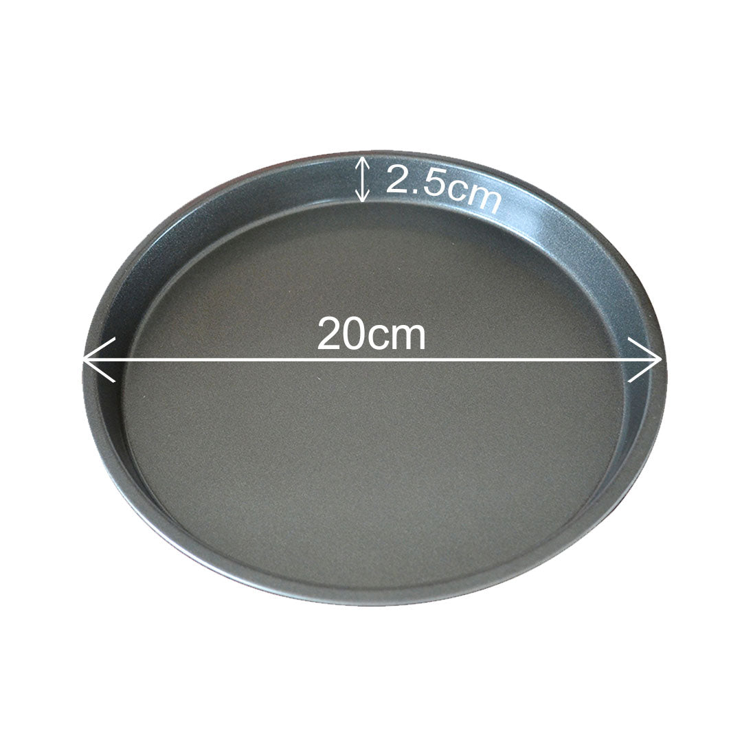 SOGA 2X 8-inch Round Black Steel Non-stick Pizza Tray Oven Baking Plate Pan