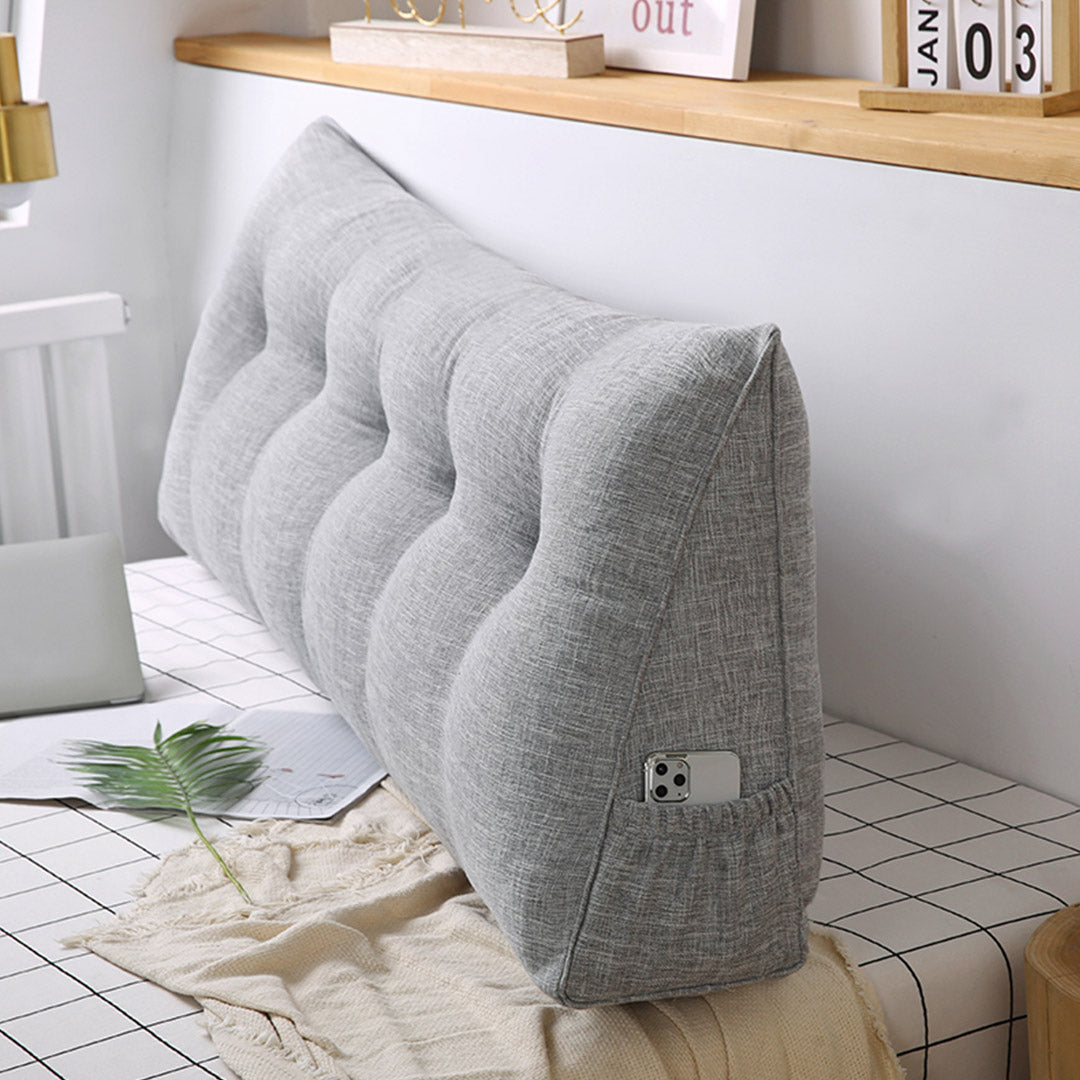 SOGA 4X 180cm Silver Triangular Wedge Bed Pillow Headboard Backrest Bedside Tatami Cushion Home Decor