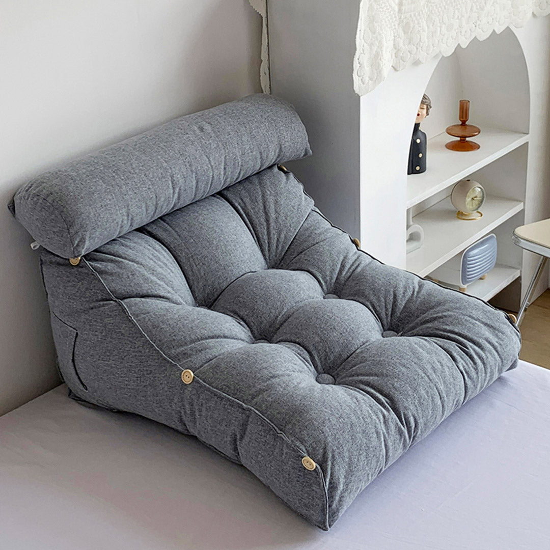 SOGA 4X 45cm Silver Triangular Wedge Lumbar Pillow Headboard Backrest Sofa Bed Cushion Home Decor